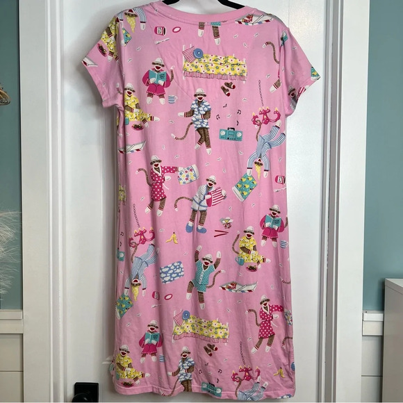 Nick & Nora Ladies Sock Monkey Pillow Fight Sleep Shirt. Size‎ Medium. - Picture 3 of 11